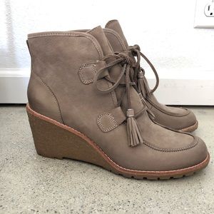 SALE!! Bass Gray Leather Booties Wedge Heel size 10